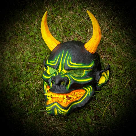 Oni anime full Face mask Samurai cosplay Ghoul Demon Hannya | Etsy