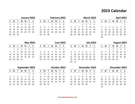 2023 Year Calendar Yearly Printable 2023 Calendar Free Printable ...