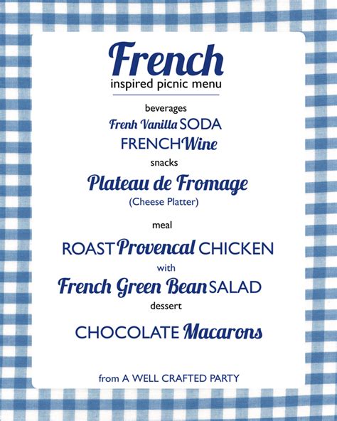 Picnic Week: A French Inspired Picnic Menu – A Well Crafted Party