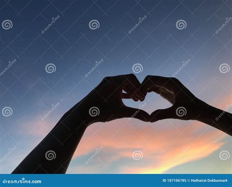 Heart Shape in the Sunset Sky Stock Image - Image of positive, falling: 107106785