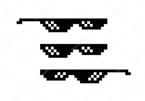 Gafas de sol Pixel negras de 8 bits. Espectáculos para gángster y matón, chico malo. Meme de ...