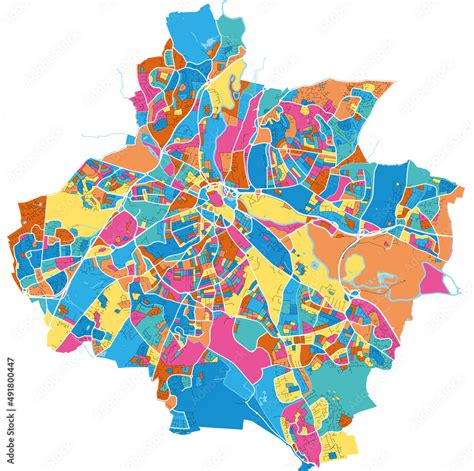 Derby, England colorful high resolution art map Stock Vector | Adobe Stock