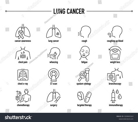 Lung Cancer Symptoms Diagnostic Treatment Icon Stock Vector (Royalty ...