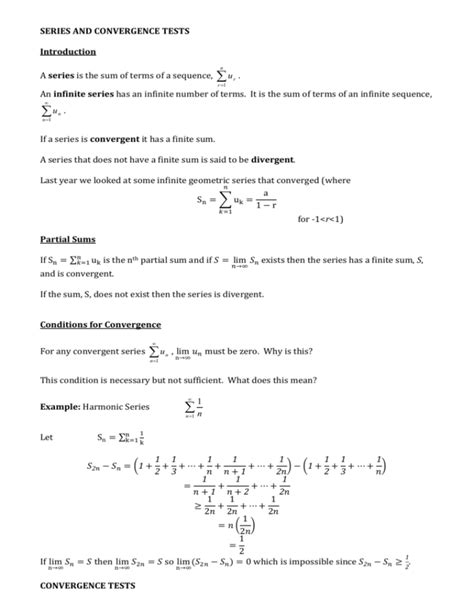 Series and Convergence Tests - nwss