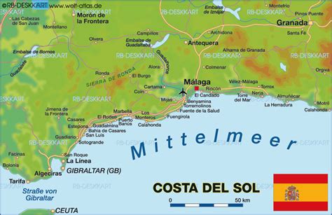 Map of Costa del Sol (Region in Spain) | Welt-Atlas.de