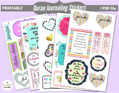 QURAN themed JOURNALING STICKERS/Set of Five sheets/Jannah | Etsy