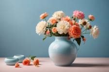 Blue Ceramic Vase With A Flowers Free Stock Photo - Public Domain Pictures