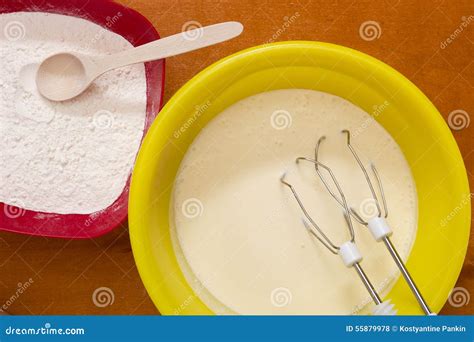 Batter and flour stock photo. Image of spoon, dessert - 55879978