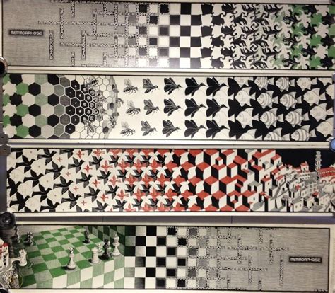 Metamorphosis II by M.C. Escher Dutch Abstract Art Print 4 Panels ...