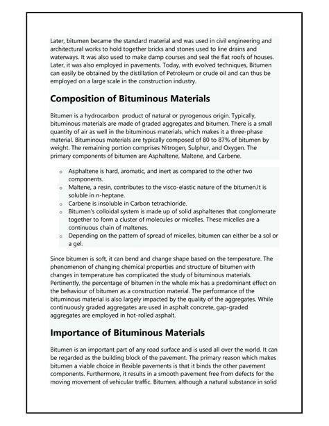 SOLUTION: Bituminous materials types importance properties - Studypool