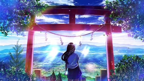 Anime Girl Torii Gate Live Wallpaper - MoeWalls