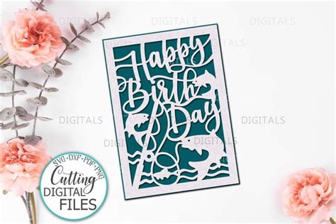 Happy Birthday card papercut svg laser cut cricut (857175)