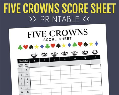 Five Crowns Printable Score Sheet