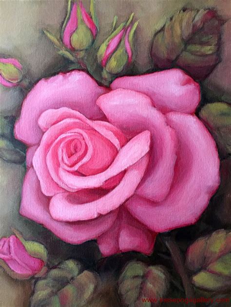 Pink rose acrylic painting for sale | Rose art painting, Rose painting acrylic, Flower art painting