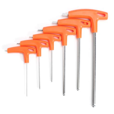 6Pcs T-Handle Ball Ended Hex Key Set Long Reach Allen Screwdriver ...