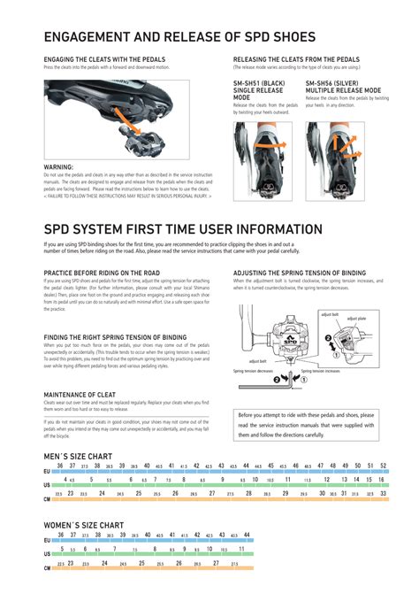 Cycling Shoes Size Chart Download Printable PDF | Templateroller