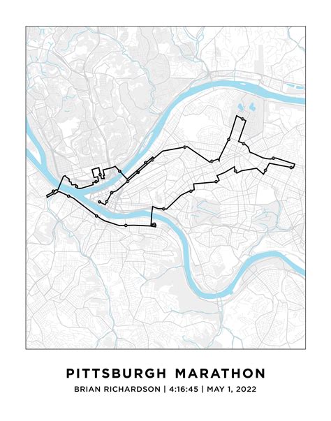 Pittsburgh Marathon Course Map Personalized Pittsburgh - Etsy