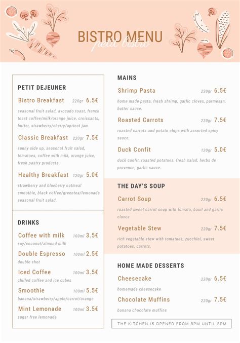 Bistro Menu | Cafe menu design, Bistro menu, Menu design