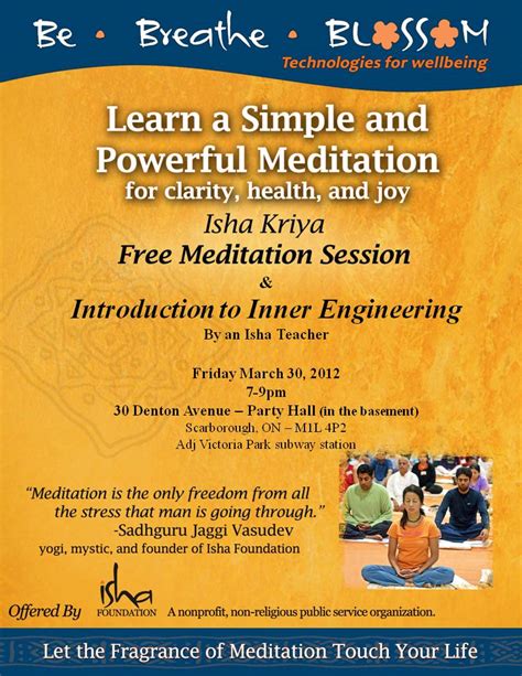 Isha Toronto: *FREE* Meditation & Introduction to Inner Engineering on Mar 30