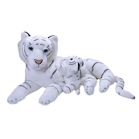 Mum and Baby White Tiger stuffed animal| Extra Large| Jumbo|70cm| Soft Plush Toy| wild Republic