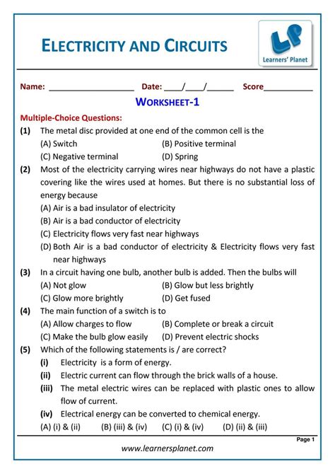 Grade 9 Electric Circuits Test