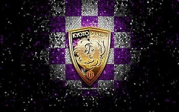 Kyoto Sanga FC, Japanese football club, purple logo, purple carbon fiber background, J2 League ...