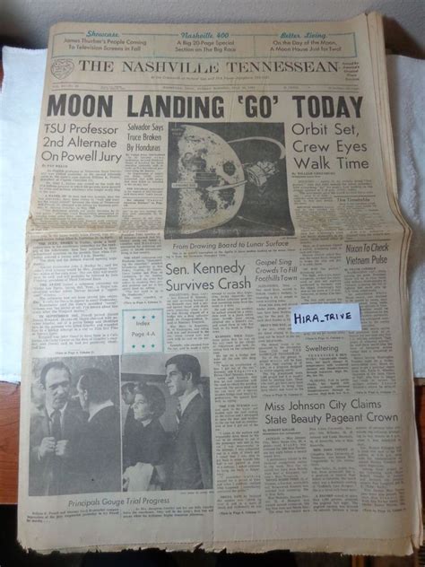 The Nashville Tennessean First Man Lands on the Moon July 20 1969 Newspaper