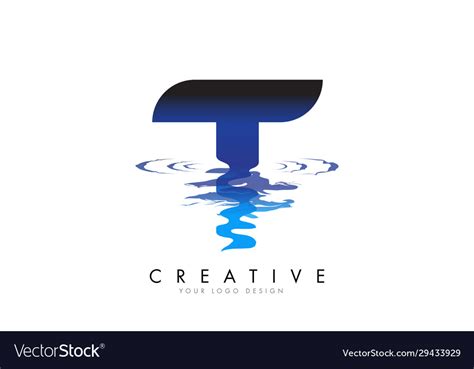 T letter logo design with water effect and deep Vector Image