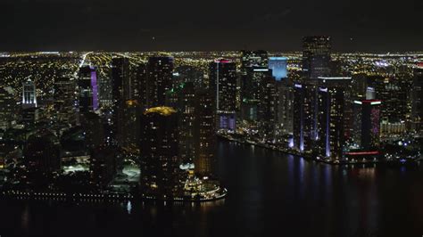 Miami Skyline At Night Wallpaper