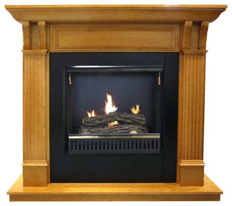 Oak Gel Fuel Fireplace Mantel & Insert - Traditional - Fireplace Mantels - by JR Home Products Ltd.