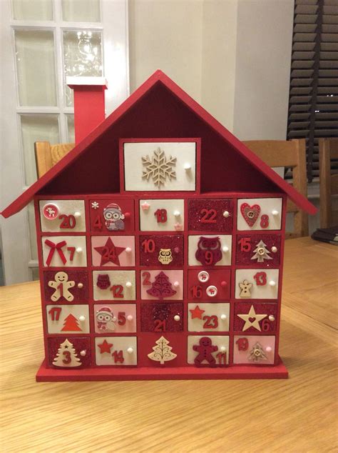 Wooden Advent Calendar With Lights And Boxes