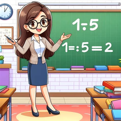 Premium Photo | Cheerful Cartoon Teacher Conducting a Math Lesson in a ...