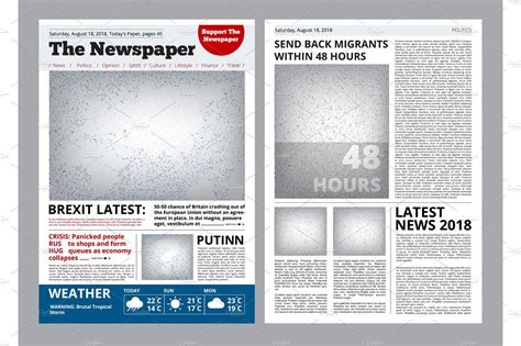 Newspaper design. Headline journal | Vector Graphics ~ Creative Market