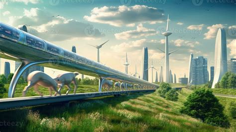 Futuristic Hyperloop Train with Integrated Solar Collectors and Wind ...