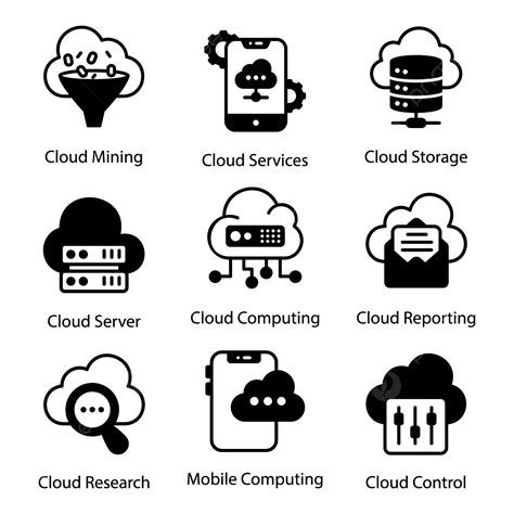 Pack Of Cloud Technology Solid Icons, Cloud Drawing, Technology Drawing ...