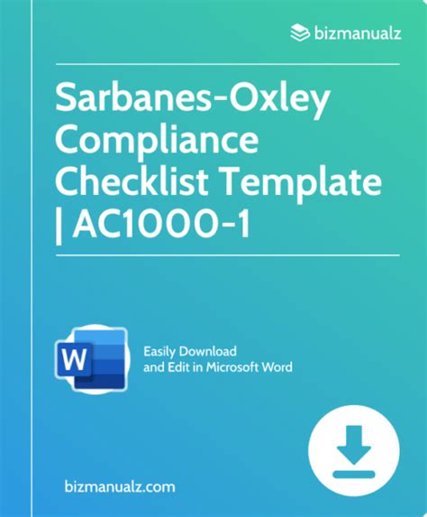 Sarbanes-Oxley Compliance Checklist Template Word