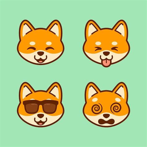 Premium Vector | Set of cute shiba inu stickers