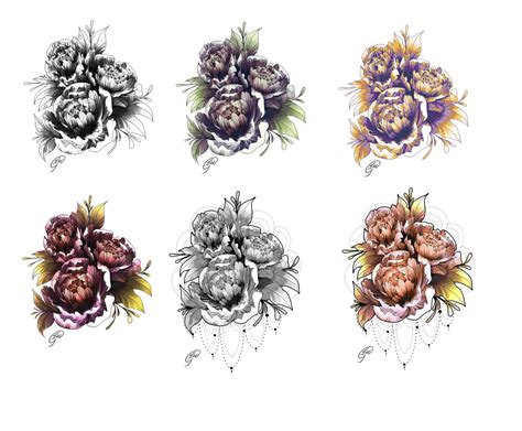 peony tattoo designs by QiQiArtStation on DeviantArt