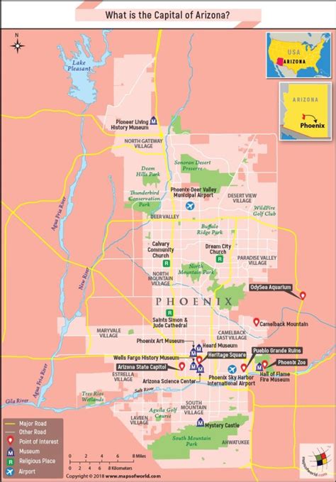 Map of Phoenix City, the capital of Arizona - Answers