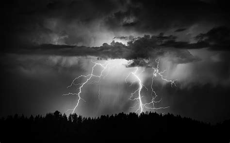 HD wallpaper: Photography, Lightning, Black & White, Cloud, Night, Sky ...