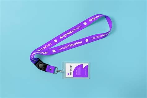 Premium PSD | Top view on lanyard mockup design