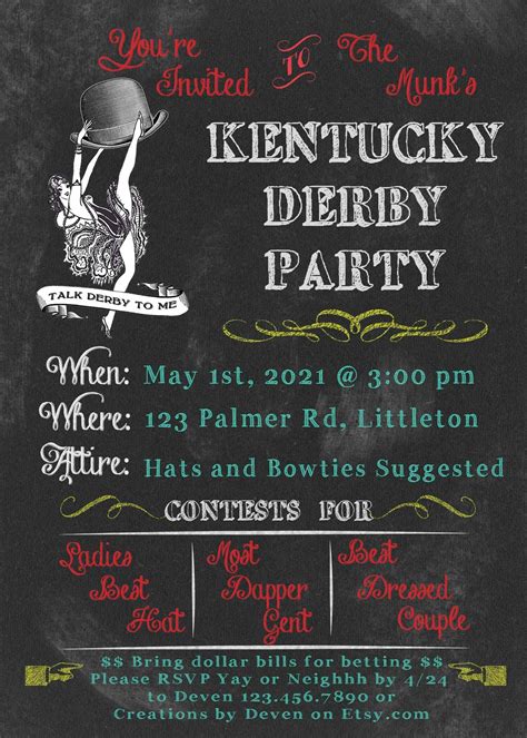 Kentucky Derby Party Printed Invitations Set of 40 includes | Etsy