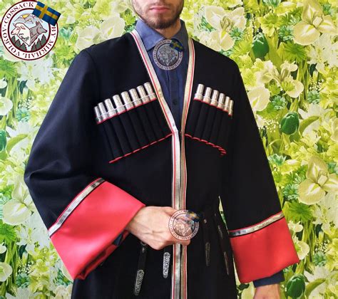 Black Chokha Cossack & Caucasus Traditional Coat Men's Dress Costume 16 ...