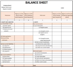 Horizontal Balance Sheet Format in Excel, Word & PDF for Free