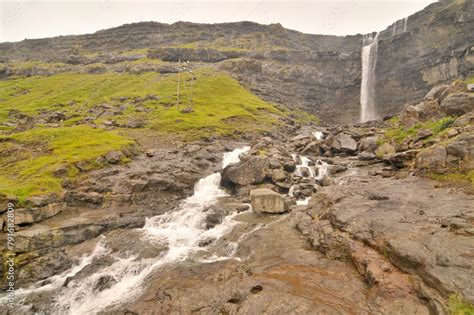 Fossurin í Fossá one of the highest waterfalls in the Faroe Islands Streymoy Stock Photo | Adobe ...