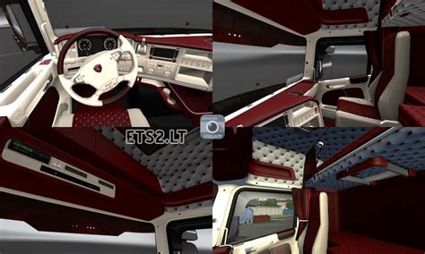 Scania T red and white interior | ETS 2 mods