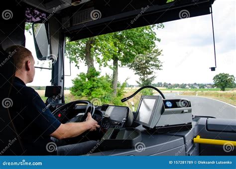 Soest, Germany - August 1, 2019: Bus Driver at Work. View Inside Bus Editorial Stock Image ...