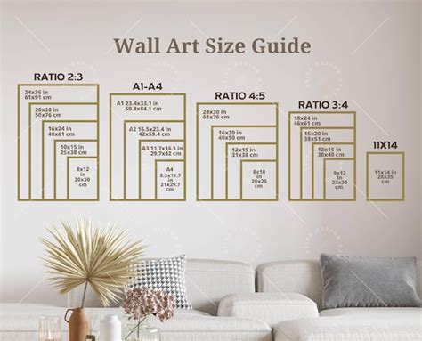 Wall Art Size Guide, Frame Size Guide, Print Size Guide, Poster Size Chart, Wall Display Guide ...