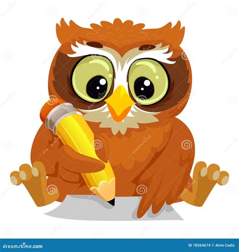 Cartoon Owl With Paper And Pencil Royalty-Free Illustration ...