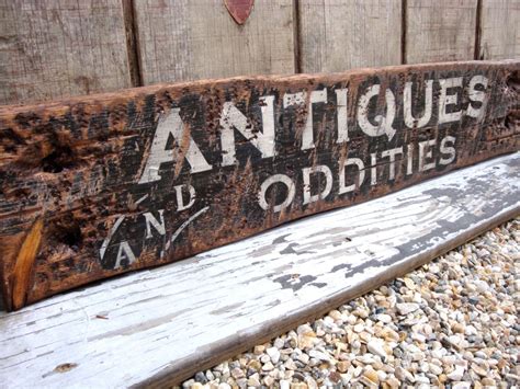 Rustic Distressed Antiques and Oddities Wood Sign | Wood signs ...